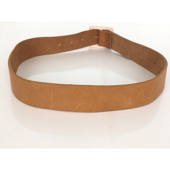 Vintage Omega Brown Leather Belt – Women’s Size Small – Tan Square Lucite Buckle - Picture 4 of 8